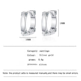 925 Silver Square Zircon Hoop Earrings Minimalist Jewelry