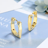 925 Silver Square Zircon Hoop Earrings Minimalist Jewelry