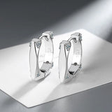 925 Silver Square Zircon Hoop Earrings Minimalist Jewelry