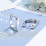 925 Silver Square Zircon Hoop Earrings Minimalist Jewelry