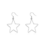925 Silver Star Dangle Earrings Hollow Drop Women Jewelry