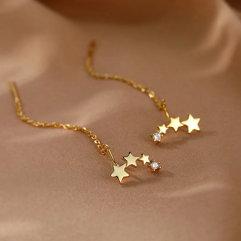 925 Silver Star Earrings Ear Studs for Women Wedding Party