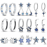 Sterling Silver Star Earrings Zircon Ear Studs Wedding Jewelry Gift