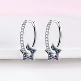 Sterling Silver Star Earrings Zircon Ear Studs Wedding Jewelry Gift