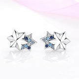 Sterling Silver Star Earrings Zircon Ear Studs Wedding Jewelry Gift