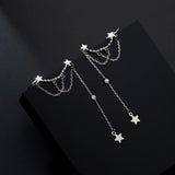 925 Silver Star Tassel Earrings for Women
