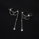 925 Silver Star Tassel Earrings for Women