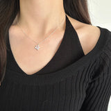 925 Silver Star Pendant Necklace Pink Crystal Necklaces Women's Jewelry