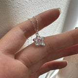 925 Silver Star Pendant Necklace Pink Crystal Necklaces Women's Jewelry
