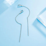 925 Silver Stick Box Chain Drop Earrings Women Wedding Fine Jewelry
