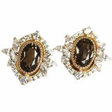 925 Sterling Silver Stud Earring 20k Plating Zircon Moon Fine Jewelry