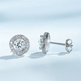 925 Silver Stud Earrings Crystal Zirconia Micro Pave Women's Jewelry