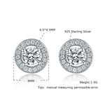 925 Silver Stud Earrings Crystal Zirconia Micro Pave Women's Jewelry