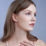 925 Silver Stud Earrings Crystal Zirconia Micro Pave Women's Jewelry