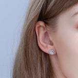 925 Silver Stud Earrings Crystal Zirconia Micro Pave Women's Jewelry