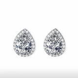 925 Silver Stud Earrings Classic Pear-shaped Diamond Jewelry