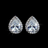 925 Silver Stud Earrings Classic Pear-shaped Diamond Jewelry