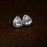 925 Silver Stud Earrings Classic Pear-shaped Diamond Jewelry