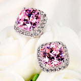 925 Silver Square Stud Earrings Created Diamond Women Wedding Jewelry