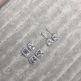 Emerald Cut Diamond Stud Earrings, 925 Sterling Silver, Women's Jewelry