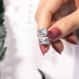 Emerald Cut Diamond Stud Earrings, 925 Sterling Silver, Women's Jewelry