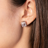 Emerald Cut Diamond Stud Earrings, 925 Sterling Silver, Women's Jewelry