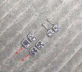 Emerald Cut Diamond Stud Earrings, 925 Sterling Silver, Women's Jewelry