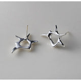 Real 925 Silver Stud Earrings Women Fine Jewelry Minimalist Unique Accessories
