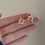 Real 925 Silver Stud Earrings Women Fine Jewelry Minimalist Unique Accessories