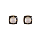 Real 925 Silver Stud Earrings Women High Fine Jewelry Square Drip Glaze