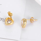925 Sterling Silver Heart Stud Earrings, Zircon Stones, 5mm, Women's Ear Jewelry