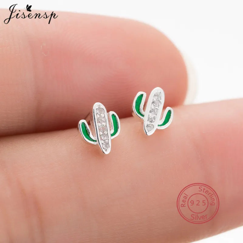 Sterling Silver Cactus Heart Dolphin Earrings Set
