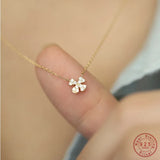 925 Silver Zircon Lucky Grass Pendant Necklace Women Wedding Party S925 Jewelry