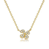 925 Silver Zircon Lucky Grass Pendant Necklace Women Wedding Party S925 Jewelry