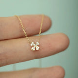 925 Silver Zircon Lucky Grass Pendant Necklace Women Wedding Party S925 Jewelry