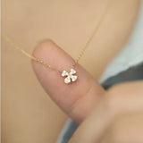925 Silver Zircon Lucky Grass Pendant Necklace Women Wedding Party S925 Jewelry