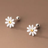 925 Silver Sun Flower Earrings for Women Gift Dainty Small Delicate