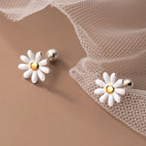 925 Silver Sun Flower Earrings for Women Gift Dainty Small Delicate