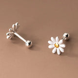 925 Silver Sun Flower Earrings for Women Gift Dainty Small Delicate