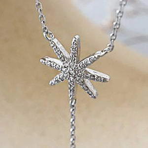 925 Silver Sun Flower Pendant Necklace Zircon Chain Bijoux Jewelry Gift