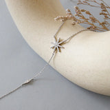 925 Silver Sun Flower Pendant Necklace Zircon Chain Bijoux Jewelry Gift
