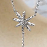 925 Silver Sun Flower Pendant Necklace Zircon Chain Bijoux Jewelry Gift