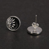 925 Silver Sun God Moon Stud Earrings Vintage Punk Jewelry Gift