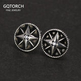925 Silver Sun God Moon Stud Earrings Vintage Punk Jewelry Gift
