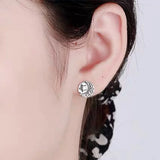 925 Silver Sun God Moon Stud Earrings Vintage Punk Jewelry Gift