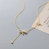 925 Silver Bowknot Necklace Double Tassel Chokers