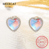925 Silver Moonstone Screw Earrings Girls Jewelry