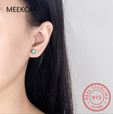 925 Silver Moonstone Screw Earrings Girls Jewelry