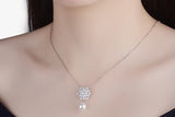 925 Silver Pearl Choker Snowflake Necklace Gift DB1404