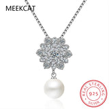 925 Silver Pearl Choker Snowflake Necklace Gift DB1404